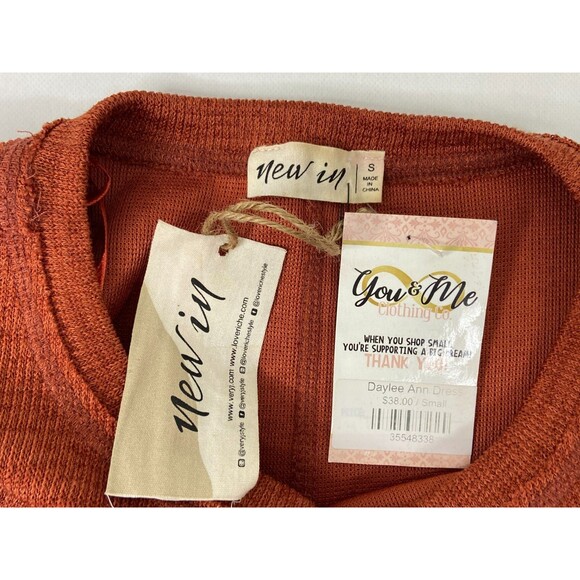 New In Collection Women Small Shirt Dress Burnt Orange Short Sleeve NWT - Picture 5 of 8
